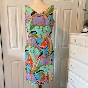 David Meister Multicolor Swirl Midi Dress Sz 10